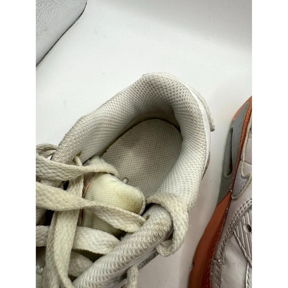 Nike Air Max 90‎ LTR SE DM0957-100 Kids 1 Sneaker White Orange Leather Shoes